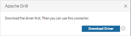 Alert stating that user needs to download a driver to use the connector.