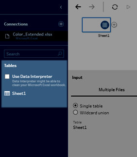 The Use Data Interpreter tick box in the Connections pane in Tableau Prep.
