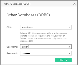 Other databases sign-in window.