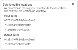 The safe list file locations list.