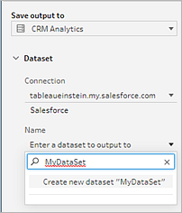 Dataset save options with MyDataSet entered in the name field.