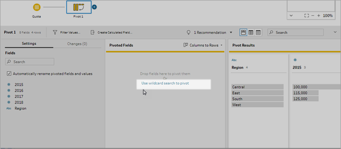 Use a wildcard search to pivot.