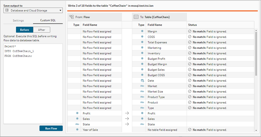 Save output to database table.