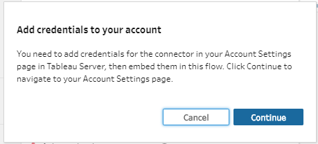 The Add credentials to your account dialog.