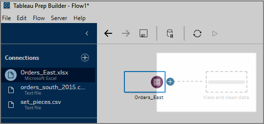 The Tableau Prep Builder Flow interface showing the suggested Clean step.