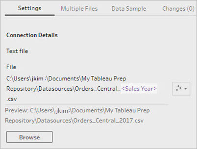 The “Settings” tab is selected, and the Connection Details, including the file location, is displayed.