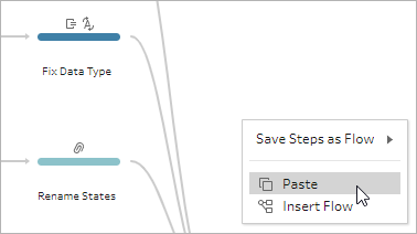 The Paste option when creating a flow.