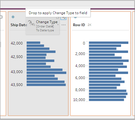 A screen showing that a bar chart can be dragged to and dropped.