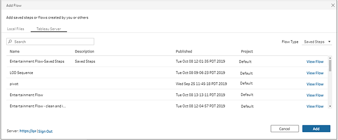 The Add Flow dialog box.