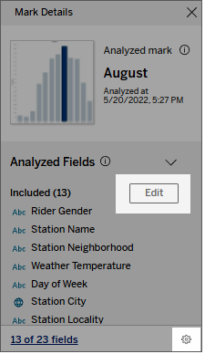 Edit button on the Analysed Fields pane.