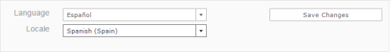 A form with fields for language and locale, and a button to save the changes.