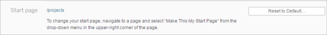 Instructions on how to change the start page. A button that says, "Reset to Default..." .