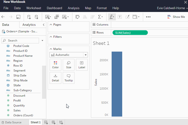 Show Me fundtion on Tableau Cloud.